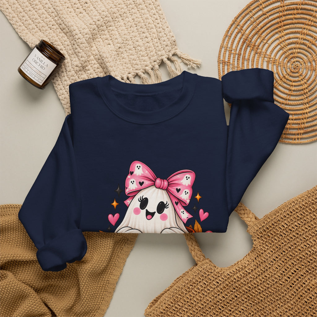Ghost in a Pumpkin Halloween Sweatshirt | Pink Bow Crewneck