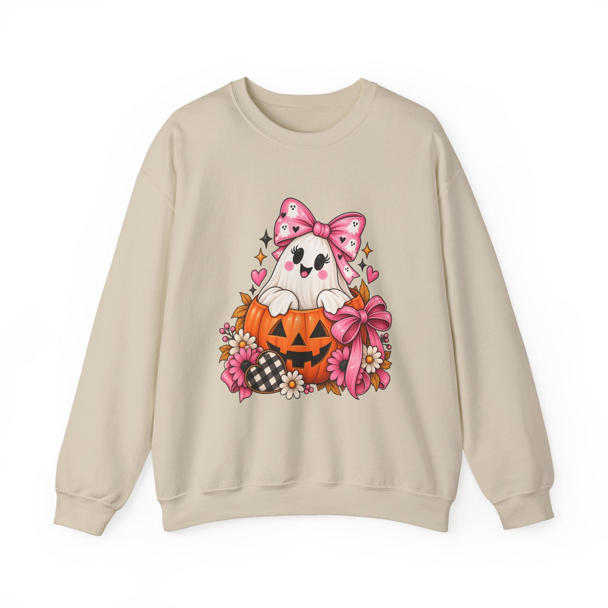 Ghost in a Pumpkin Halloween Sweatshirt | Pink Bow Crewneck