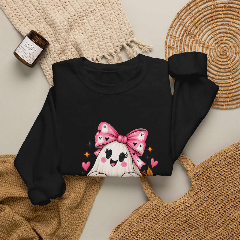 Ghost in a Pumpkin Halloween Sweatshirt | Pink Bow Crewneck
