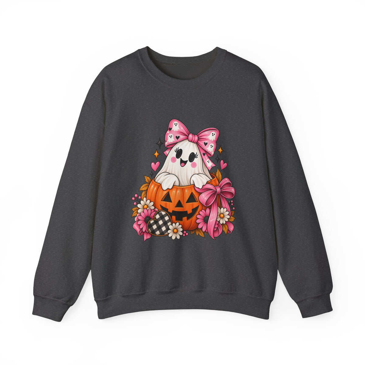 Ghost in a Pumpkin Halloween Sweatshirt | Pink Bow Crewneck