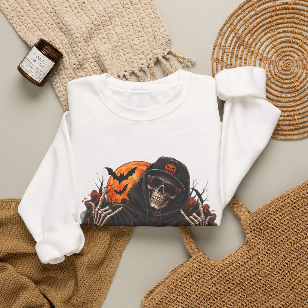 Men’s Spooky Season Halloween Sweatshirt | Skull Pumpkin Crewneck