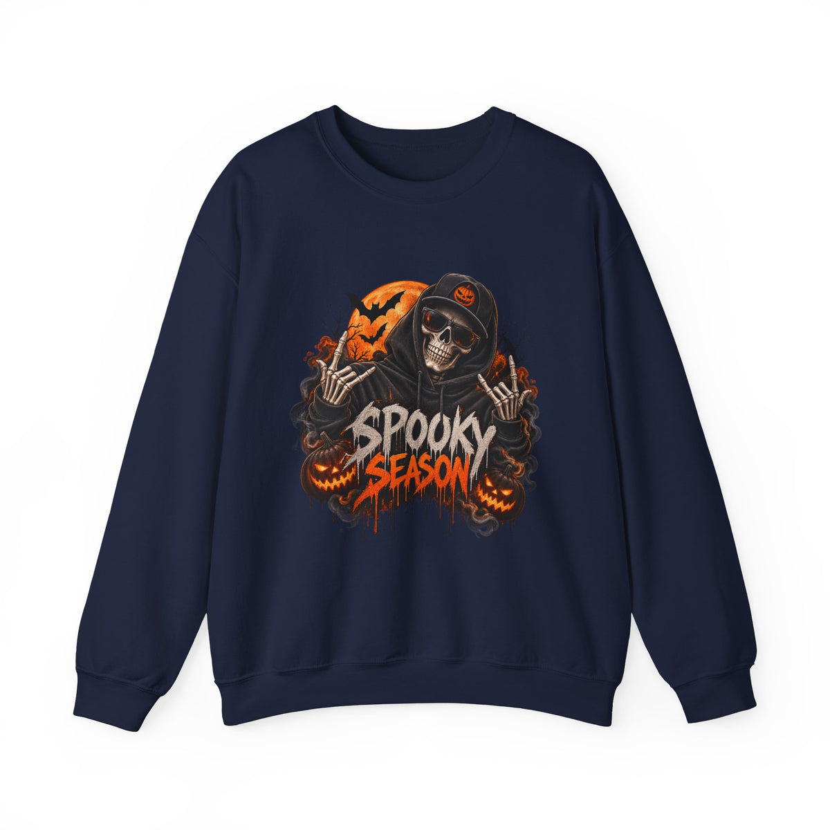 Men’s Spooky Season Halloween Sweatshirt | Skull Pumpkin Crewneck