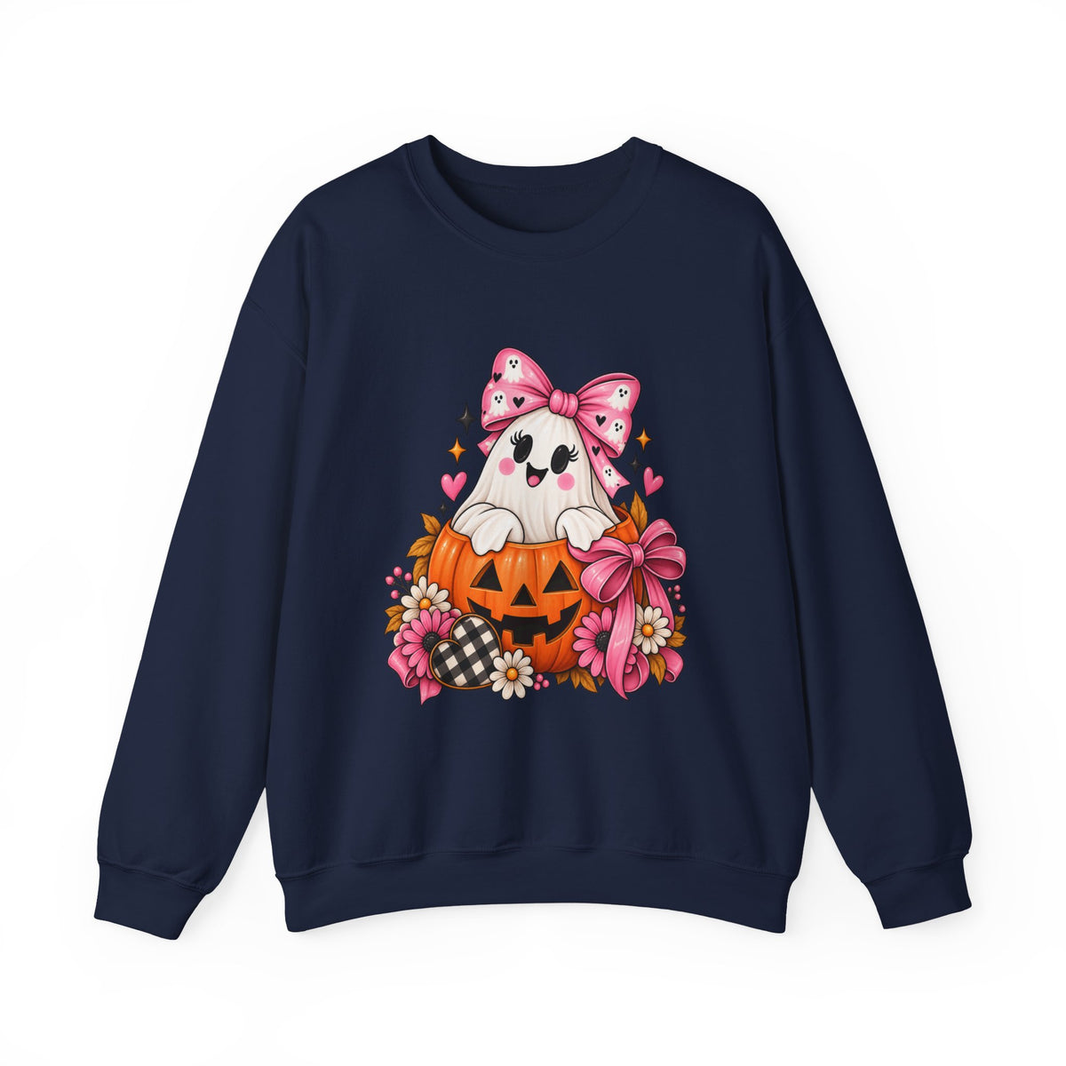 Ghost in a Pumpkin Halloween Sweatshirt | Pink Bow Crewneck
