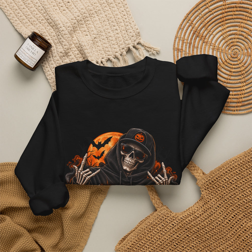 Men’s Spooky Season Halloween Sweatshirt | Skull Pumpkin Crewneck