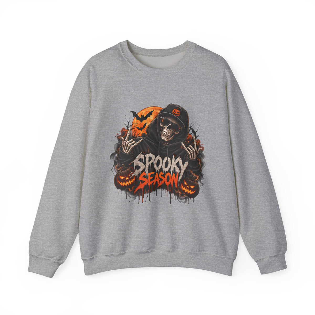 Men’s Spooky Season Halloween Sweatshirt | Skull Pumpkin Crewneck
