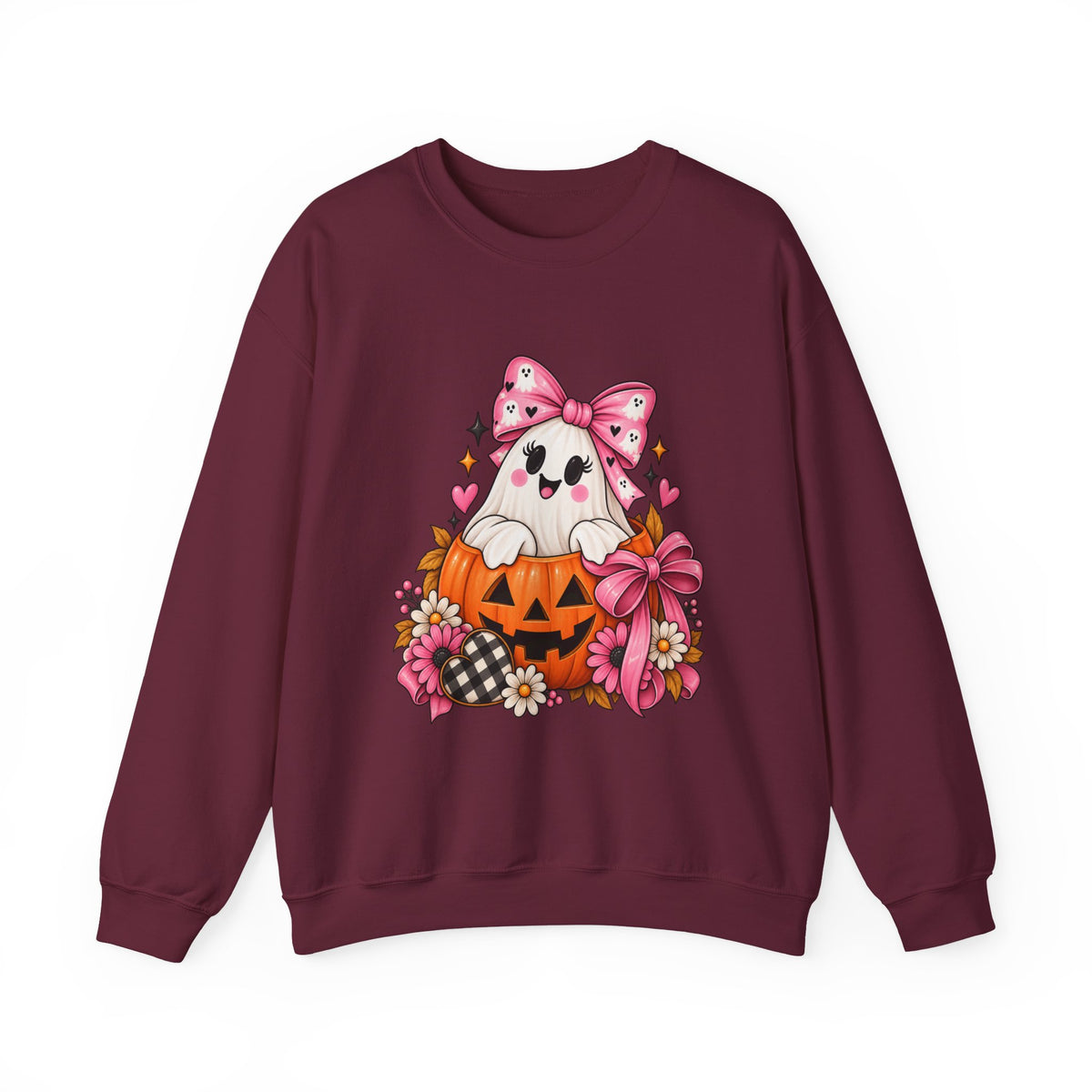 Ghost in a Pumpkin Halloween Sweatshirt | Pink Bow Crewneck