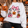 Cute Ghost Halloween Sweatshirt Pink Bow Pumpkin Crewneck