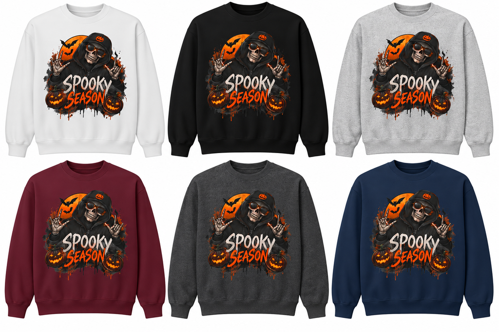 Men’s Spooky Season Halloween Sweatshirt | Skull Pumpkin Crewneck