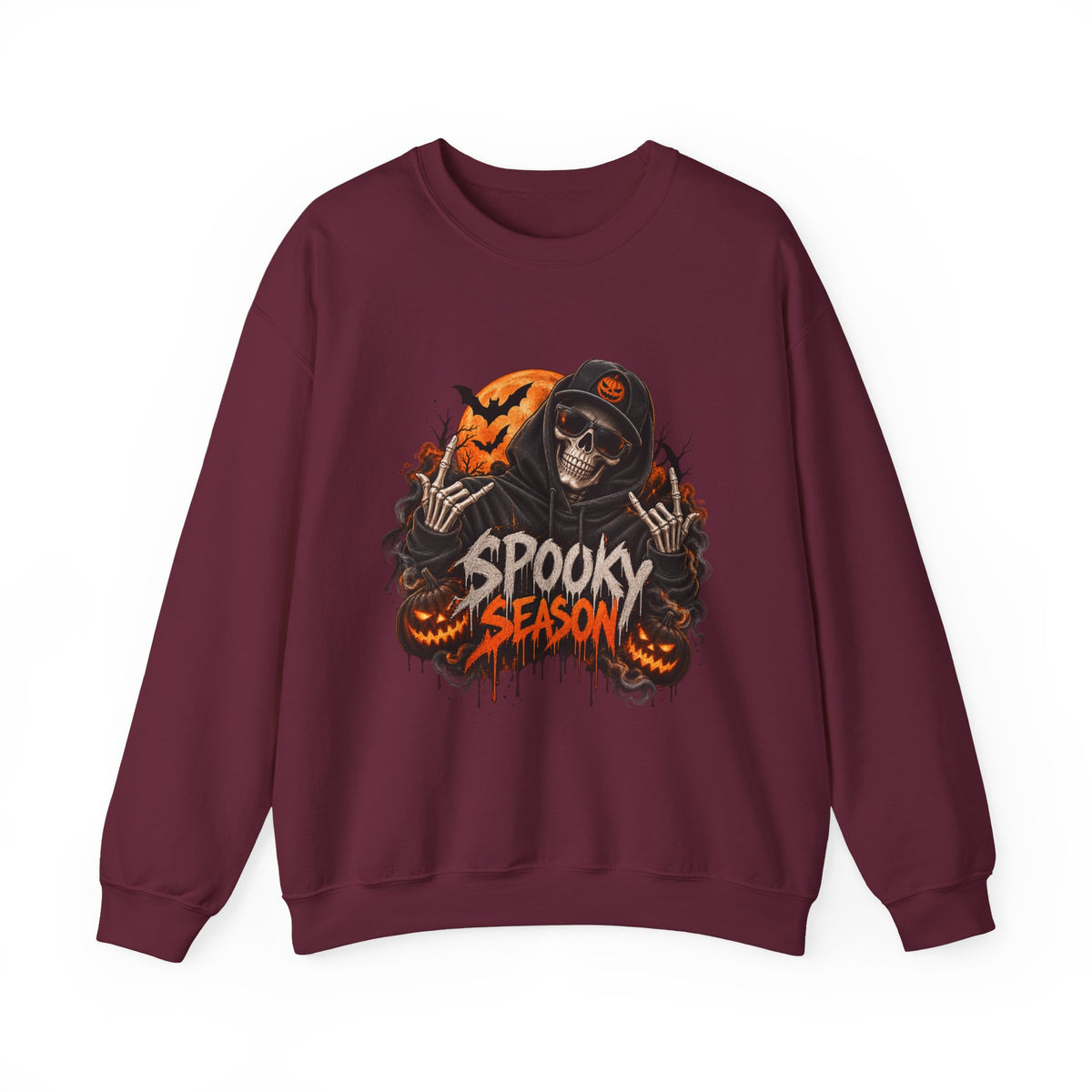 Men’s Spooky Season Halloween Sweatshirt | Skull Pumpkin Crewneck