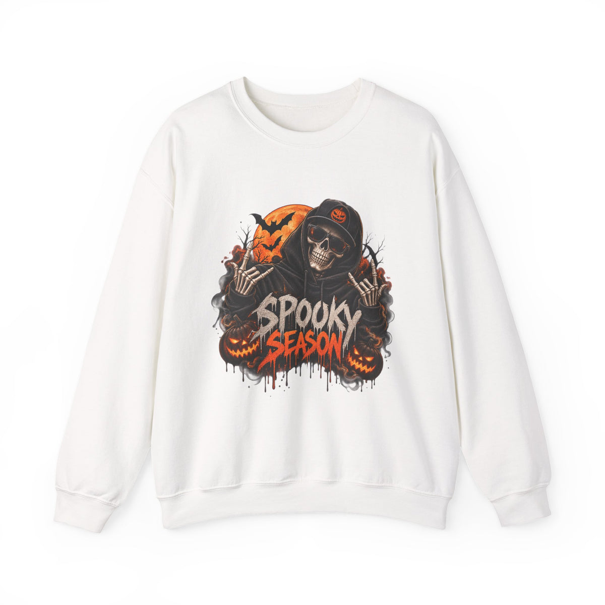 Men’s Spooky Season Halloween Sweatshirt | Skull Pumpkin Crewneck