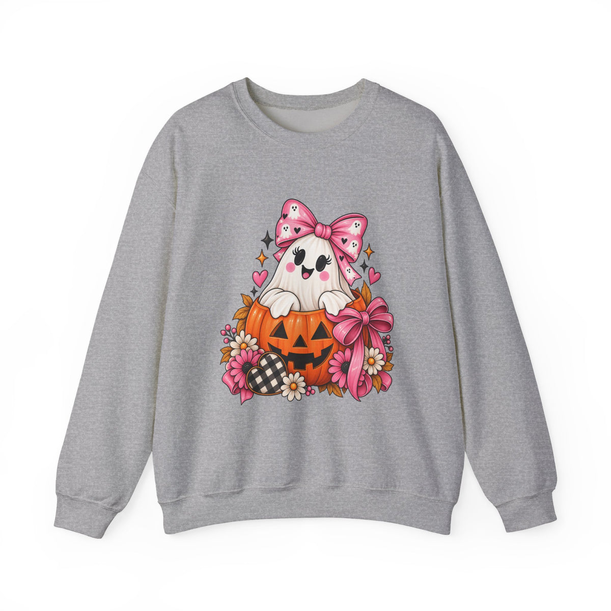 Ghost in a Pumpkin Halloween Sweatshirt | Pink Bow Crewneck