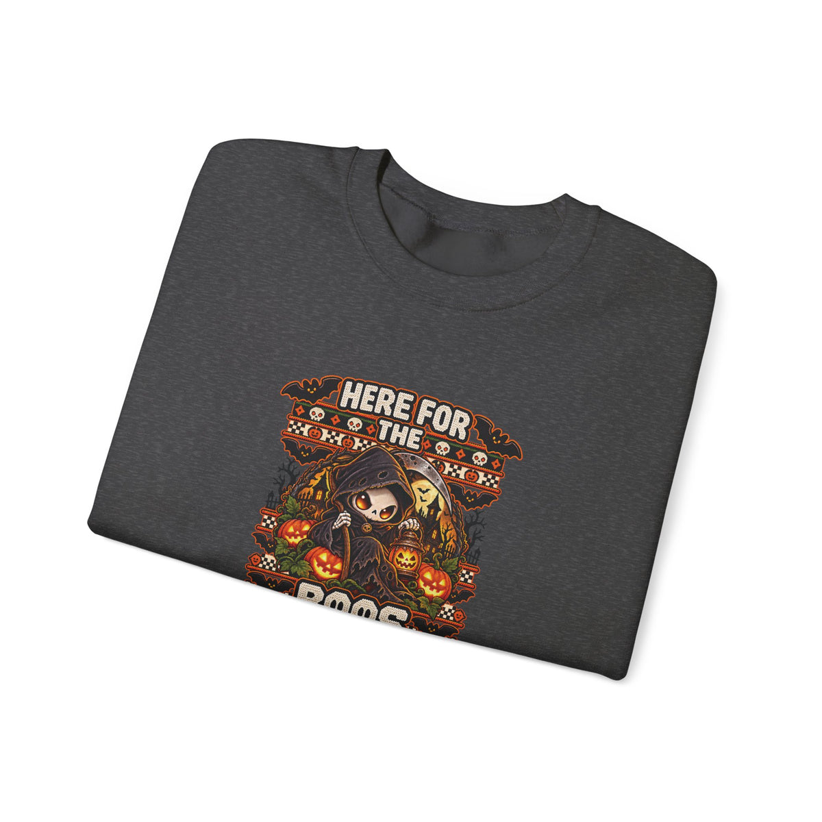 Here for the Boos Halloween Sweatshirt | Cute Grim Reaper Crewneck
