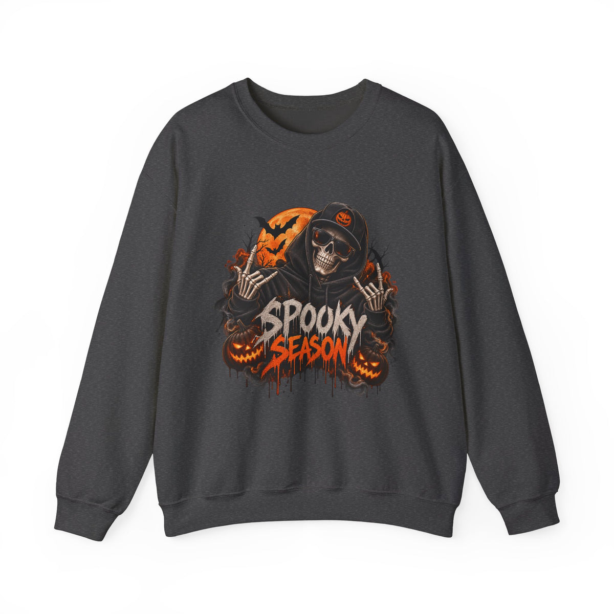 Men’s Spooky Season Halloween Sweatshirt | Skull Pumpkin Crewneck