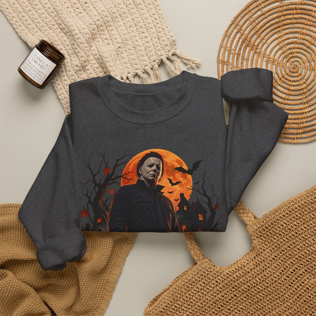 Vintage Horror Halloween Sweatshirt – Masked Slasher Pumpkin Night Crewneck