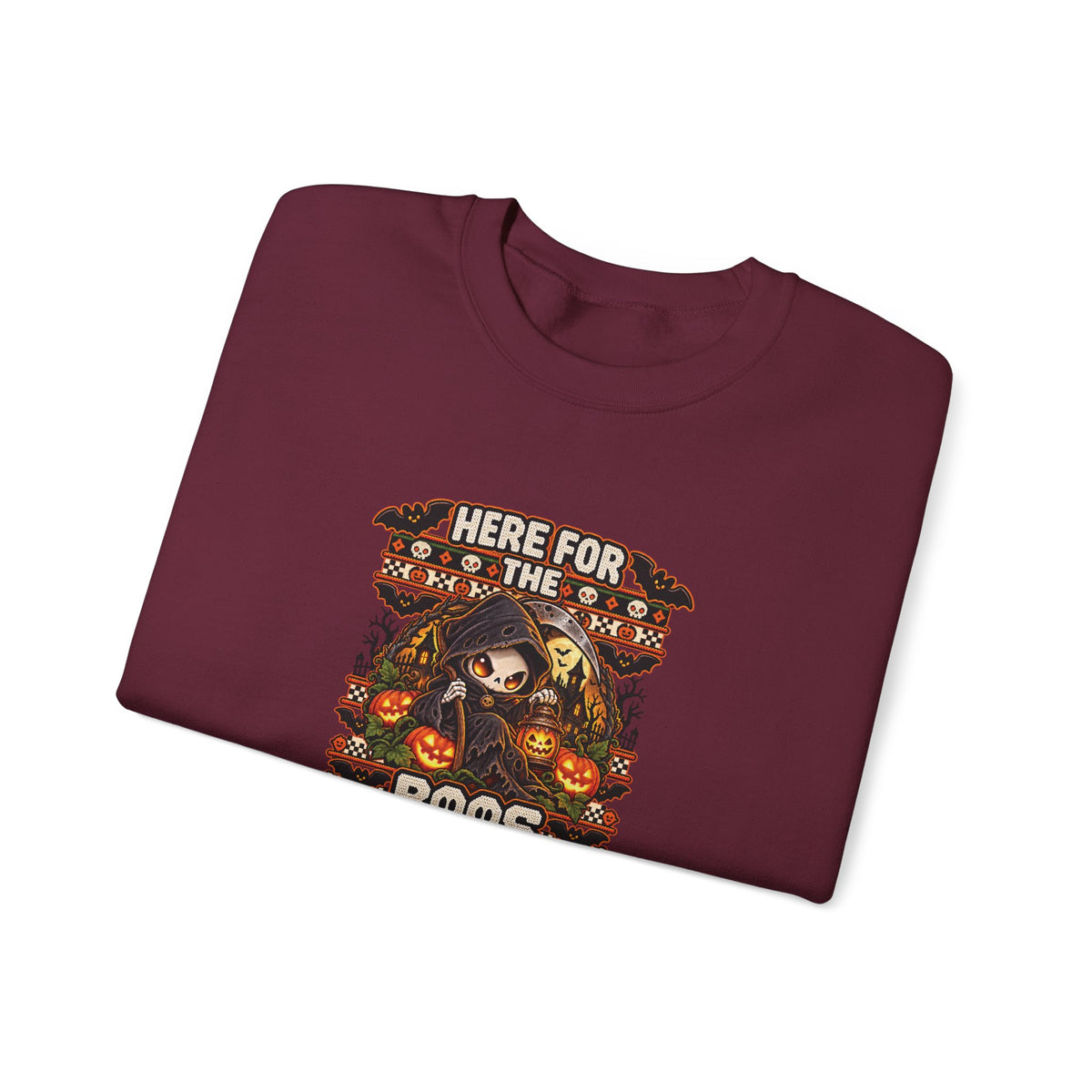 Here for the Boos Halloween Sweatshirt | Cute Grim Reaper Crewneck