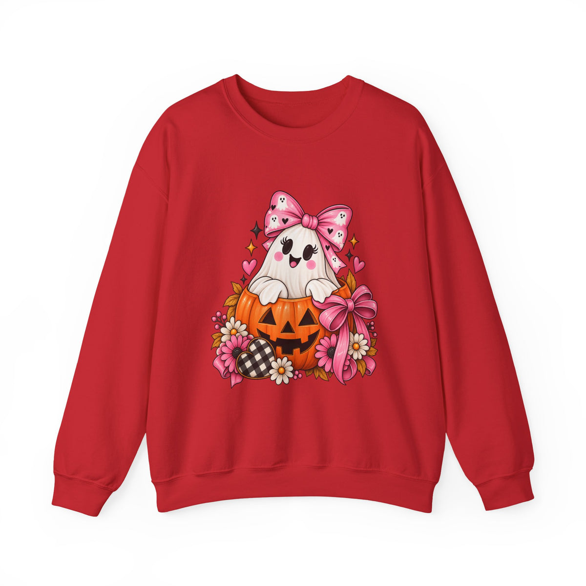 Ghost in a Pumpkin Halloween Sweatshirt | Pink Bow Crewneck