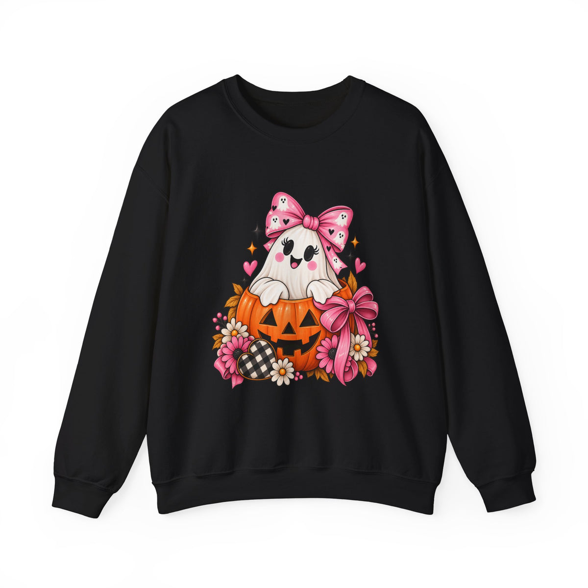 Ghost in a Pumpkin Halloween Sweatshirt | Pink Bow Crewneck