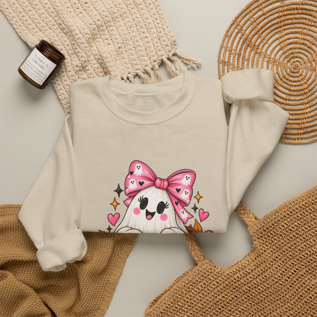 Ghost in a Pumpkin Halloween Sweatshirt | Pink Bow Crewneck