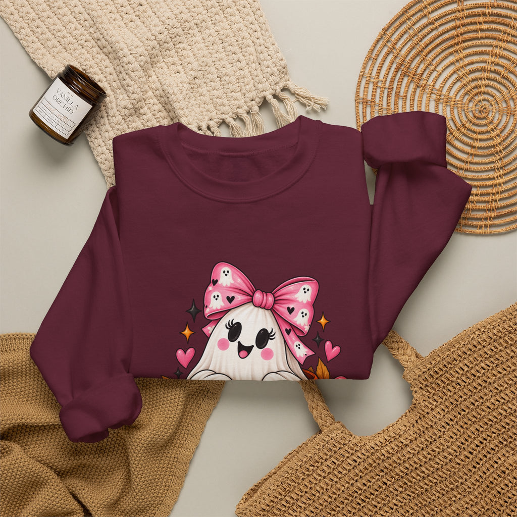 Ghost in a Pumpkin Halloween Sweatshirt | Pink Bow Crewneck