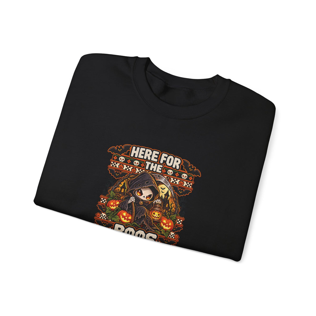 Here for the Boos Halloween Sweatshirt | Cute Grim Reaper Crewneck