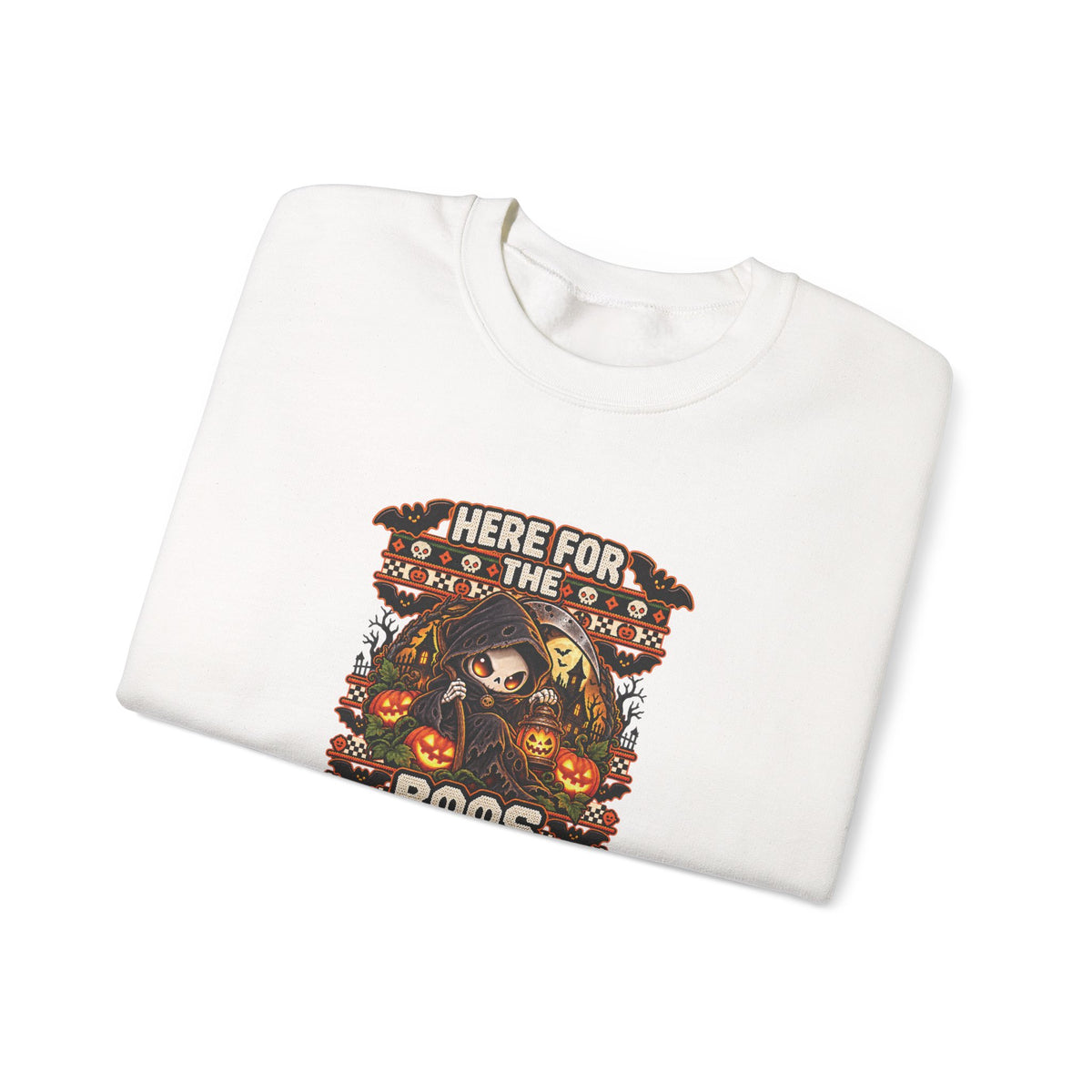 Here for the Boos Halloween Sweatshirt | Cute Grim Reaper Crewneck