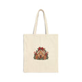 Gingerbread House Christmas Canvas Tote Bag | Red Bow Holiday Market Bag