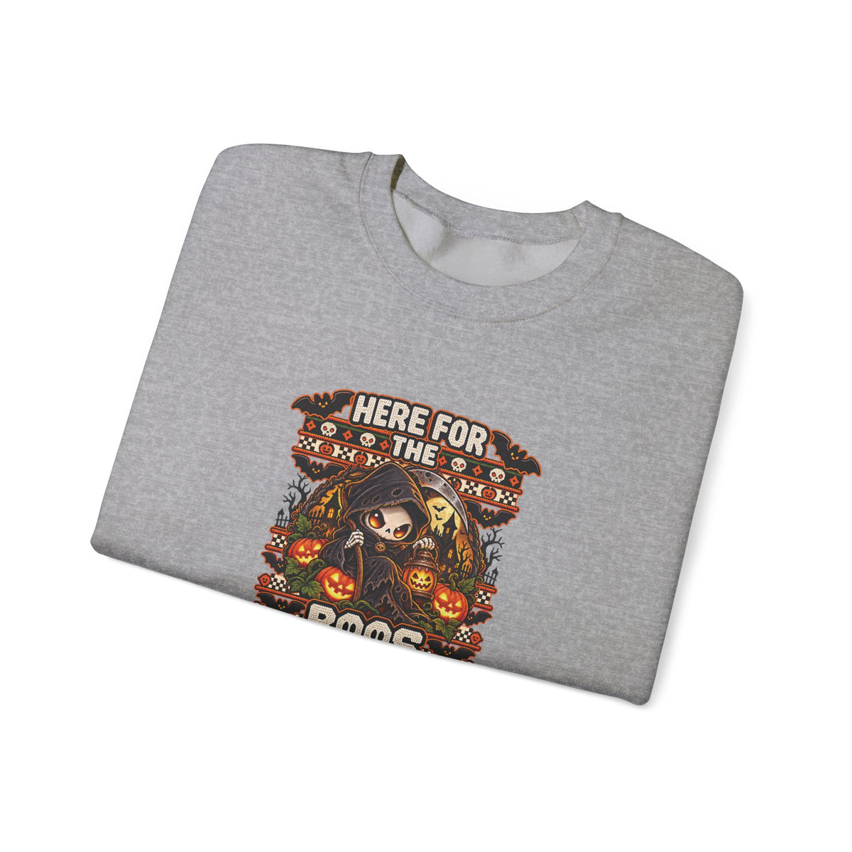 Here for the Boos Halloween Sweatshirt | Cute Grim Reaper Crewneck